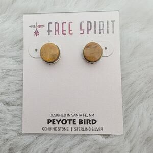 Peyote Bird Santa Fe Yellow Jasper Sterling Silver 925 Genuine Stone Earrings